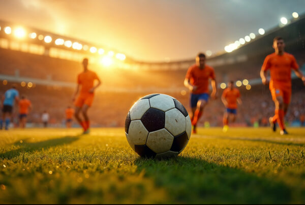 Opposing teams in an ongoing football match